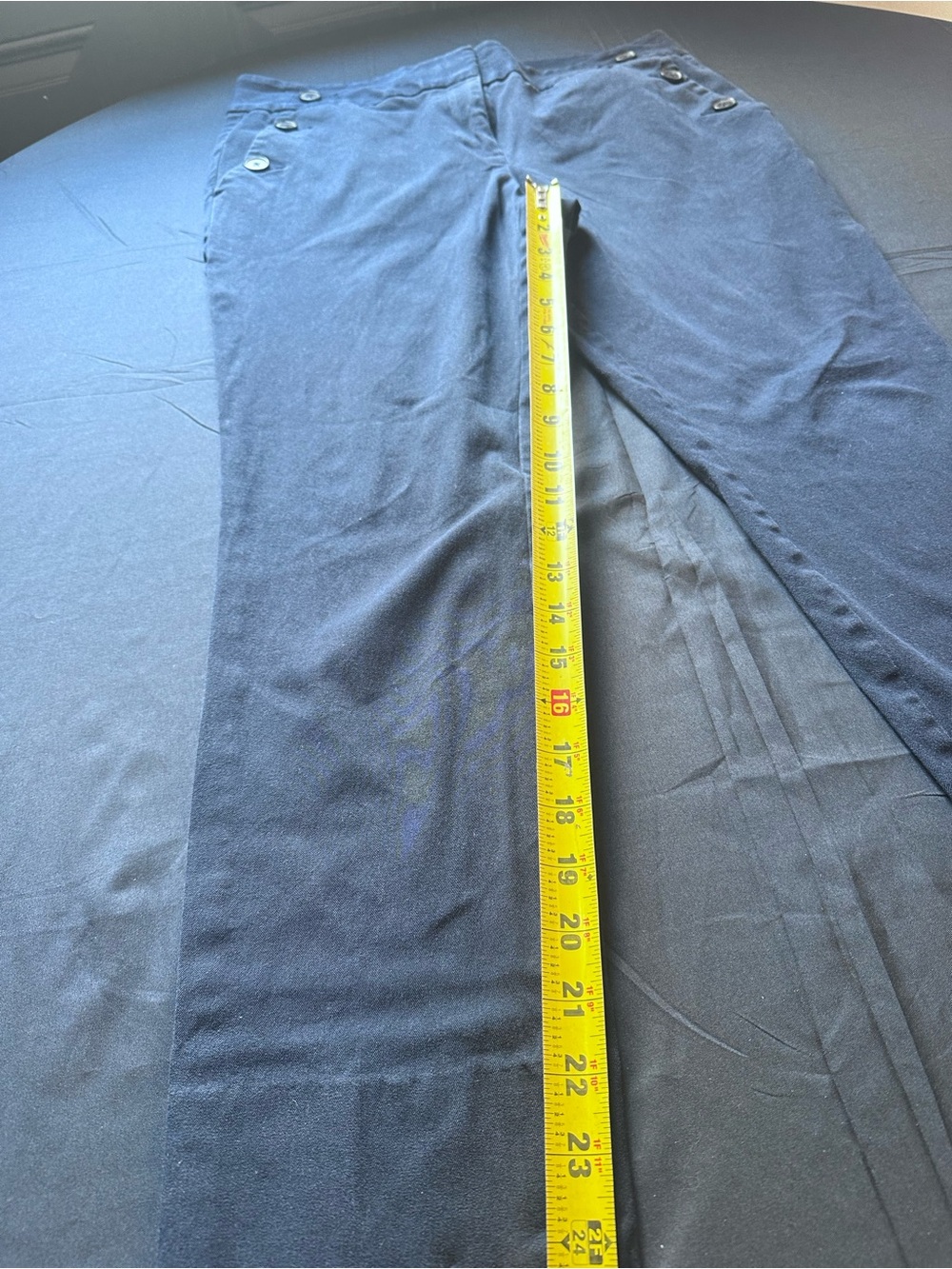 LOFT Navy Chinos with Decorative Side Buttons - Picture 2 of 9
